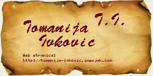 Tomanija Ivković vizit kartica